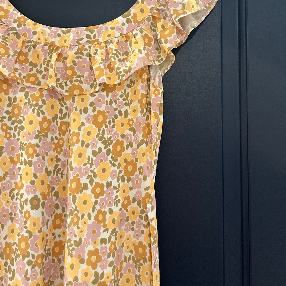 WAYF Loren Ruffle Neck Dress